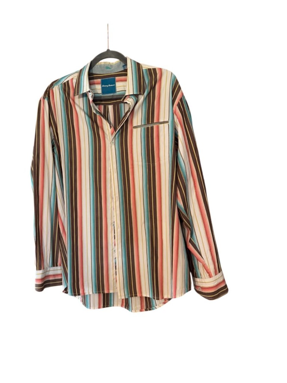 Tommy Bahama Silk Blend Striped Shirt Men’s Large | Multicolor Vertical Stripe L